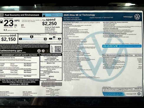 New 2026 Volkswagen Atlas SE image 19
