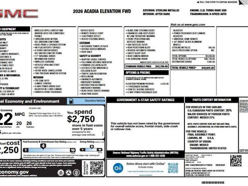 Used 2026 GMC Acadia Elevation w/ Elevation Premium Package FWD image 6