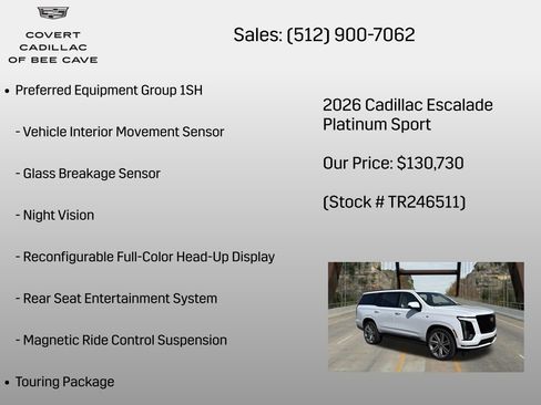 New 2026 Cadillac Escalade Platinum Sport w/ LPO, Floor Liner Package image 24