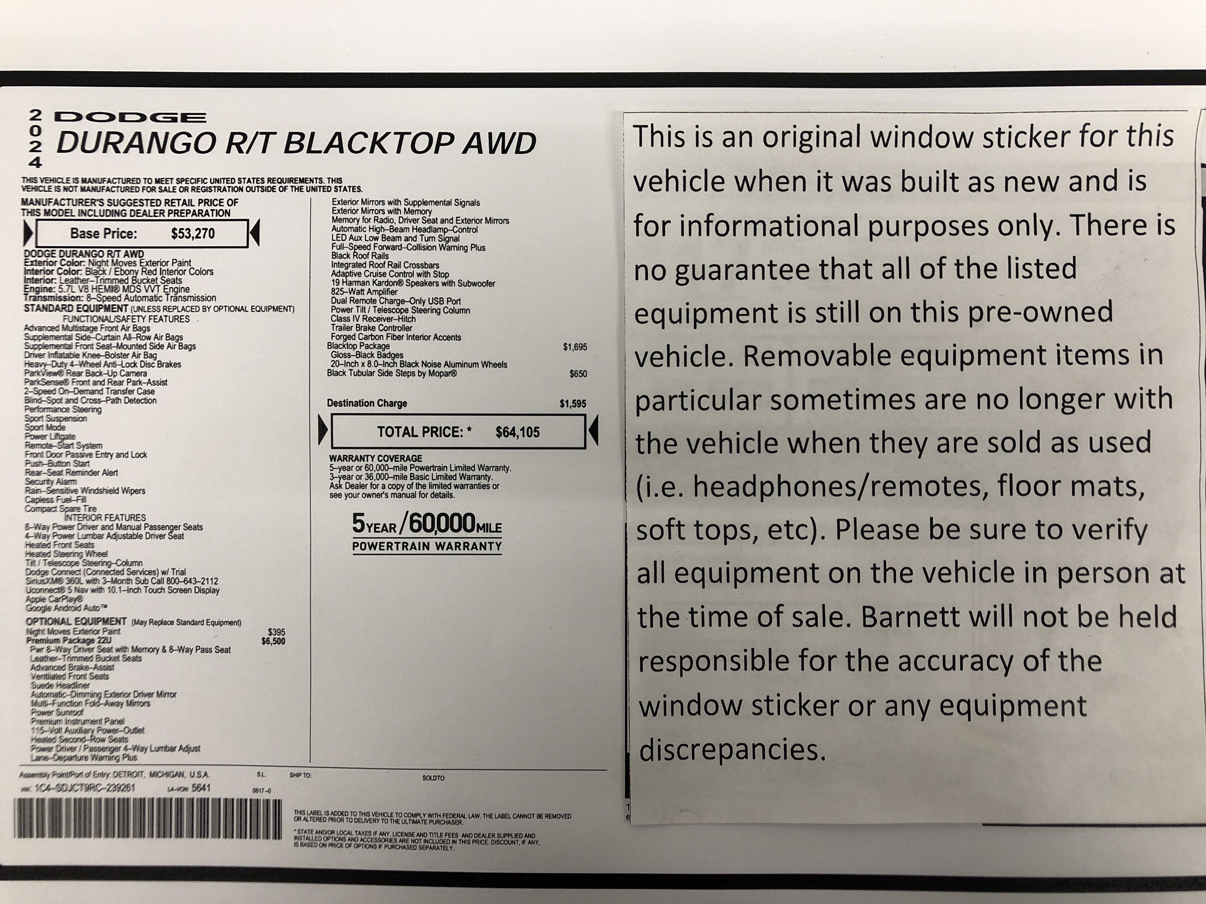 Certified 2024 Dodge Durango R/T AWD/4WD image 2