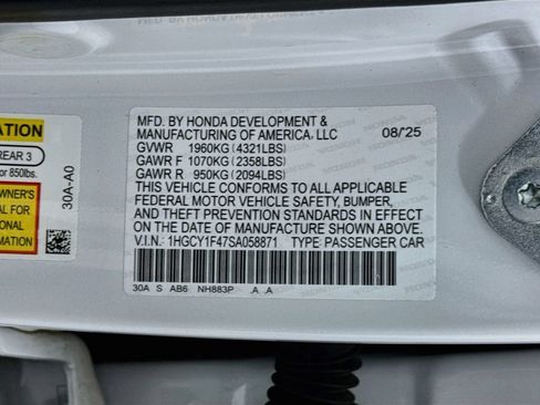 Certified 2025 Honda Accord SE image 46