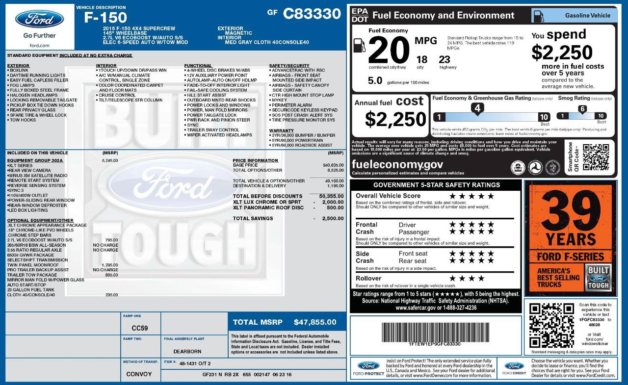 Used 2016 Ford F150 XLT w/ Equipment Group 302A Luxury AWD/4WD image 10