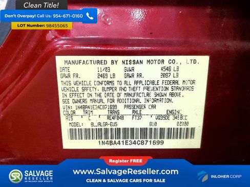 Used 2004 Nissan Maxima 3.5 SL w/ Driver Preferred Pkg image 16