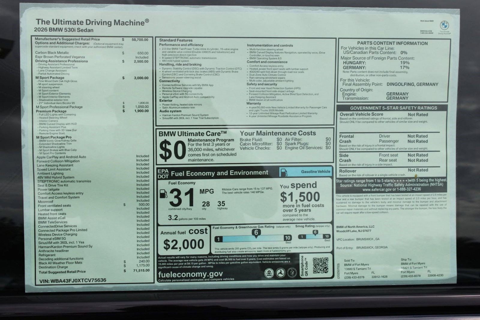 Used 2026 BMW 530i w/ M Sport Package RWD image 32