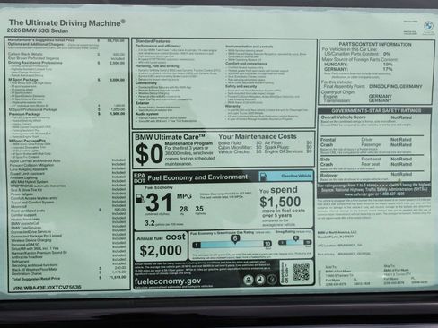 Used 2026 BMW 530i w/ M Sport Package RWD image 32