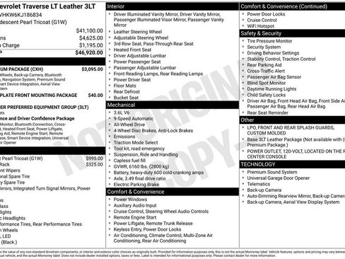 Certified 2019 Chevrolet Traverse LT w/ LT Premium Package AWD/4WD image 43