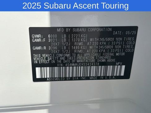 Certified 2025 Subaru Ascent Touring w/ Popular Package #1 AWD/4WD image 31