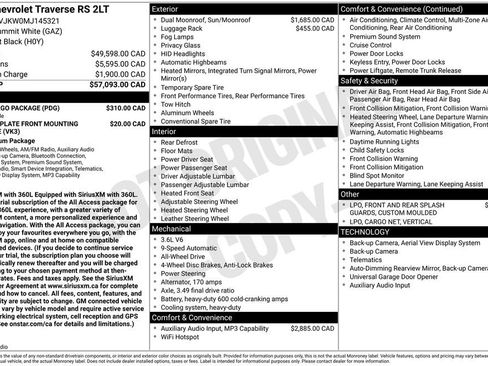 Used 2021 Chevrolet Traverse RS w/ LPO, Cargo Package image 20