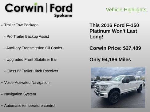 Used 2016 Ford F150 Platinum AWD/4WD image 6