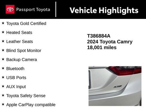 Certified 2024 Toyota Camry XSE image 14