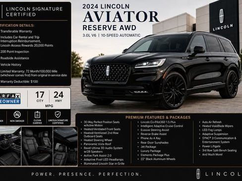Certified 2024 Lincoln Aviator Reserve w/ Equipment Group 201A AWD/4WD image 3