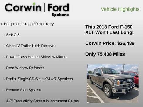 Used 2018 Ford F150 XLT w/ Equipment Group 302A Luxury AWD/4WD image 6