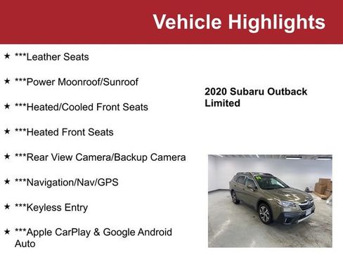 Used 2020 Subaru Outback Limited w/ Popular Package #2 image 2