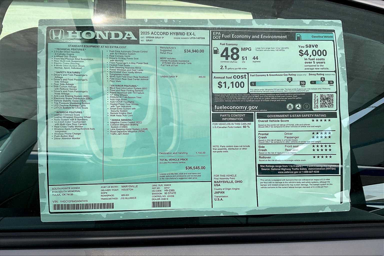 Certified 2025 Honda Accord EX-L image 21