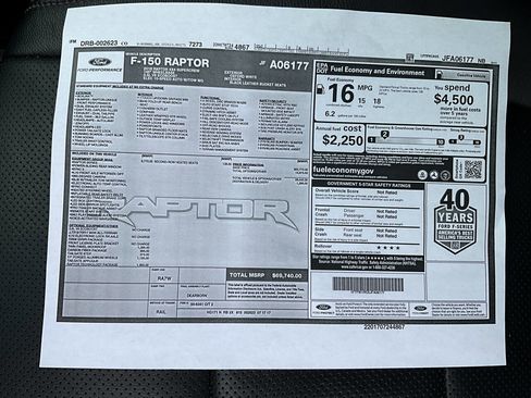 Used 2018 Ford F150 Raptor w/ Equipment Group 802A Luxury image 43