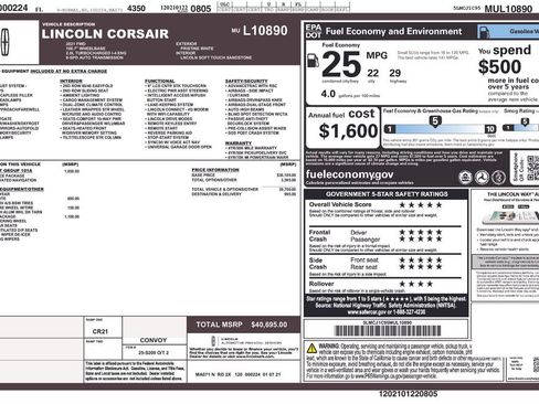 Used 2021 Lincoln Corsair FWD w/ Equipment Group 101A image 3