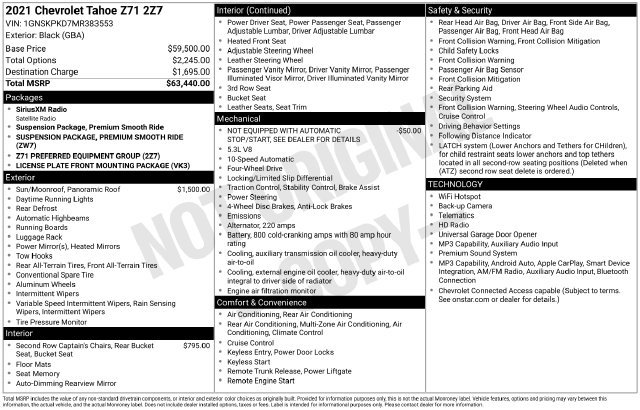 Used 2021 Chevrolet Tahoe Z71 AWD/4WD image 1