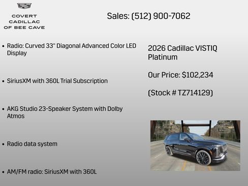 New 2026 Cadillac Vistiq Premium Luxury w/ LPO, Floor Liner Package AWD/4WD image 6