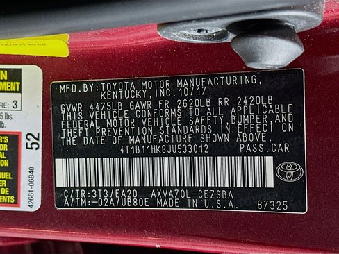 Used 2018 Toyota Camry SE w/ Convenience Package FWD image 12