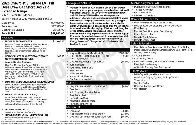 Used 2026 Chevrolet Silverado EV Trail Boss w/ Premium Package AWD/4WD image 20