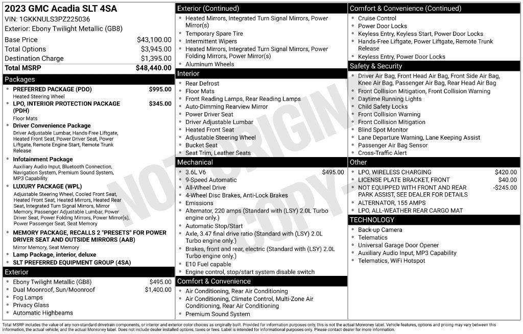 Used 2023 GMC Acadia SLT w/ Preferred Package AWD/4WD image 9