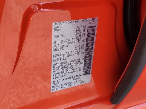 Certified 2025 Nissan Frontier PRO-4X w/ Interior Protection Package image 24