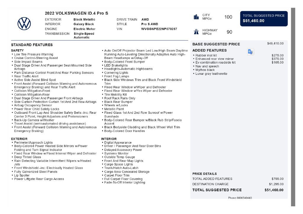 Used 2022 Volkswagen ID.4 Pro S AWD/4WD image 3