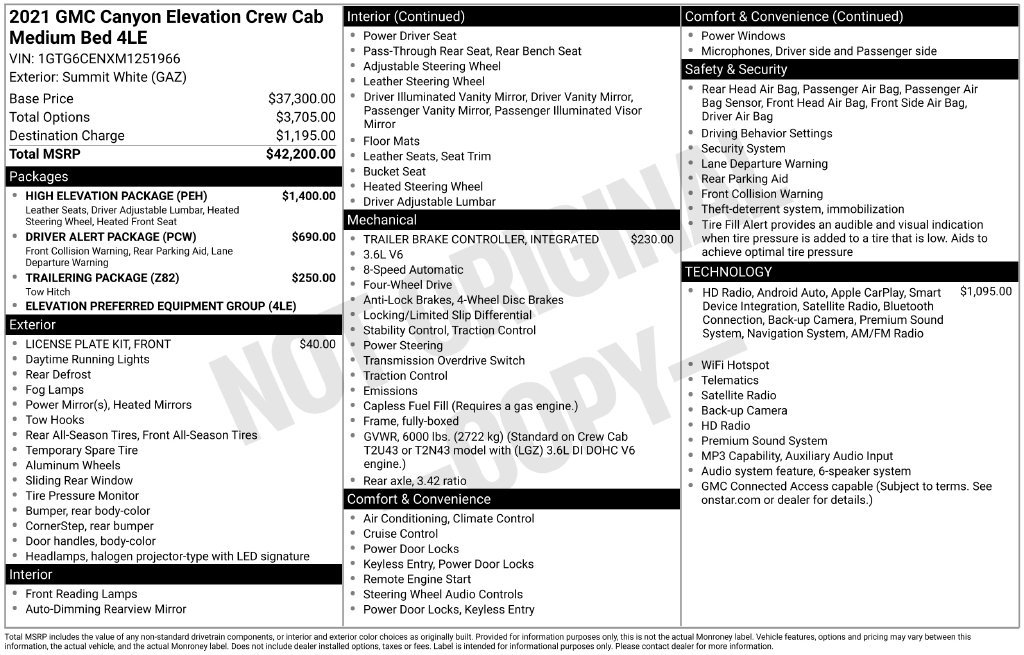 Used 2021 GMC Canyon Elevation w/ High Elevation Package AWD/4WD image 35