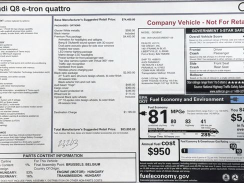 Used 2024 Audi Q8 e-tron Premium Plus w/ Premium Plus Package image 2