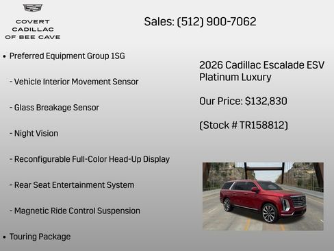 New 2026 Cadillac Escalade ESV Platinum Luxury w/ LPO, Floor Liner Package AWD/4WD image 24