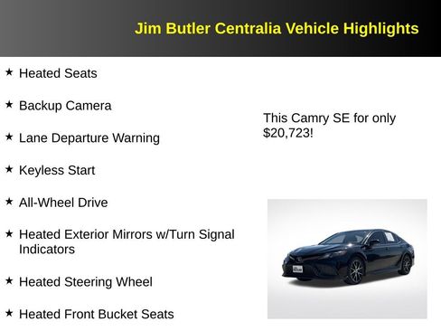 Used 2021 Toyota Camry SE w/ Cold Weather Package AWD/4WD image 12