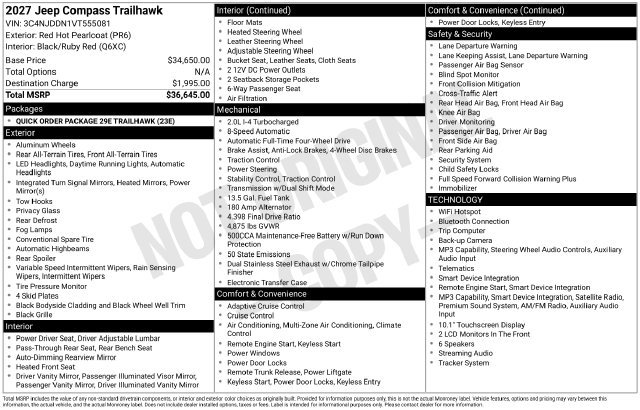 New 2027 Jeep Compass Trailhawk AWD/4WD image 5