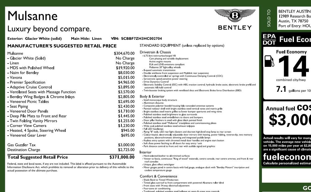 Used 2017 Bentley Mulsanne RWD image 7
