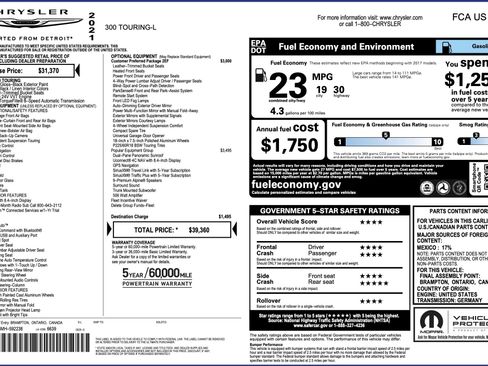 Used 2021 Chrysler 300 Touring L w/ Popular Equipment Group image 5