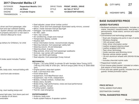 Used 2017 Chevrolet Malibu LT FWD image 2