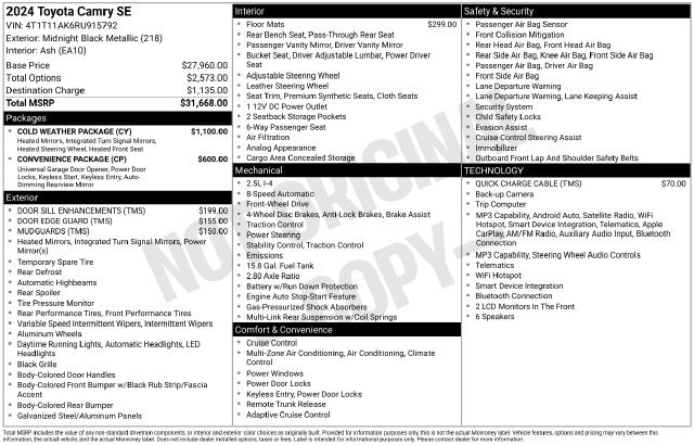 Certified 2024 Toyota Camry SE w/ Cold Weather Package FWD image 33
