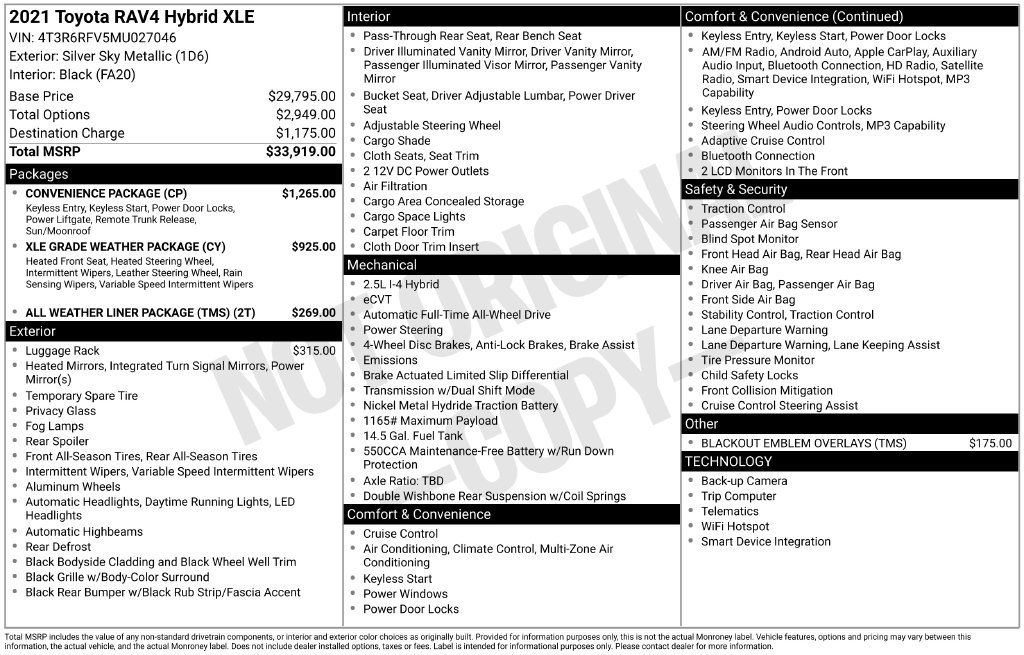 Used 2021 Toyota RAV4 XLE w/ Convenience Package AWD/4WD image 39