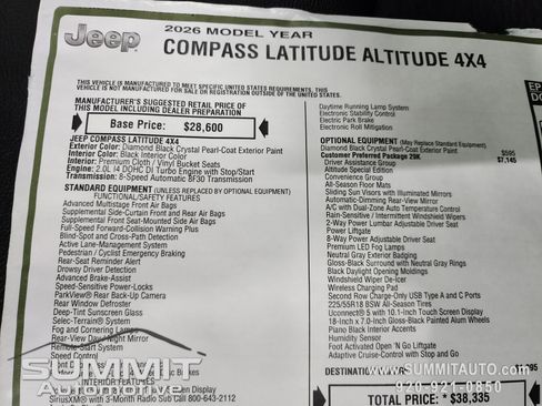 New 2026 Jeep Compass Latitude w/ Quick Order Package 29K AWD/4WD image 35