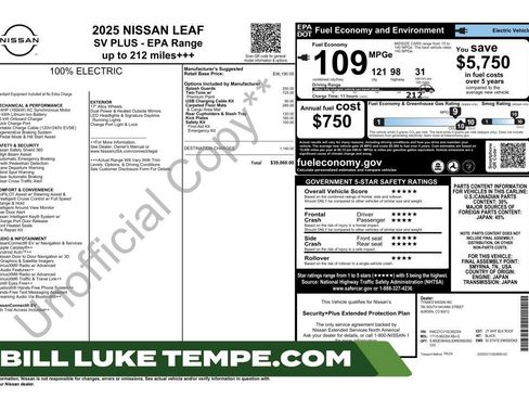 Used 2025 Nissan Leaf SV Plus FWD image 1