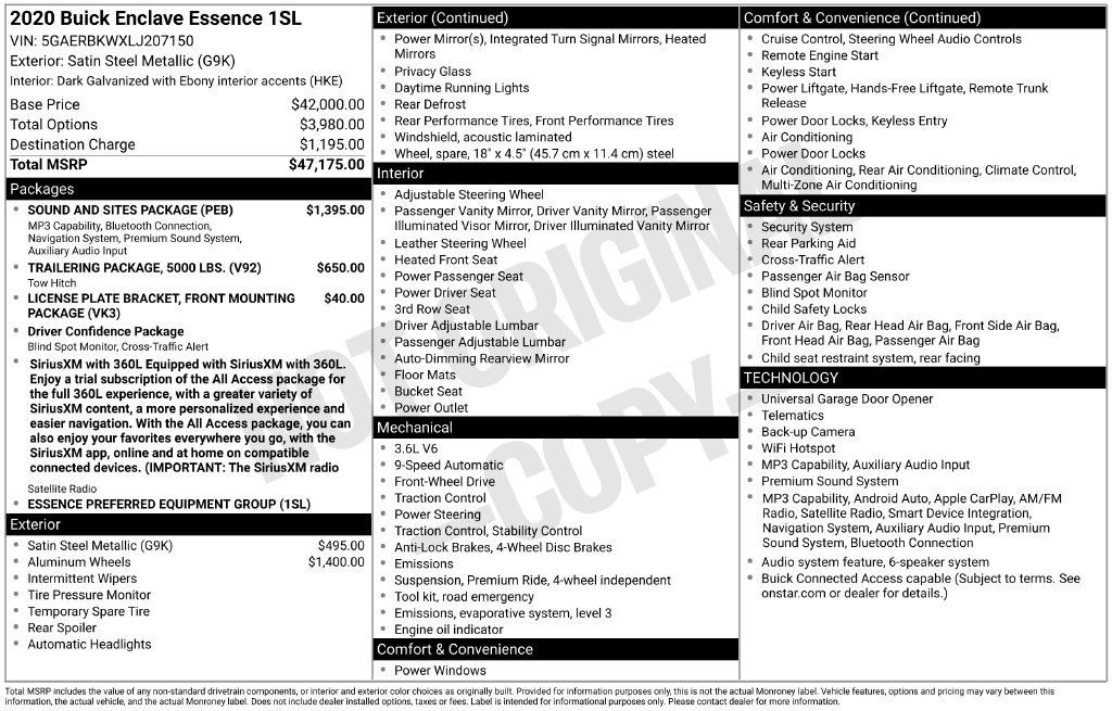 Used 2020 Buick Enclave Essence w/ Sound and Sites Package FWD image 12