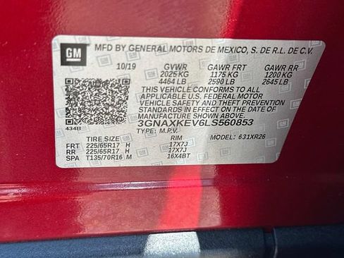 Used 2020 Chevrolet Equinox LT w/ LPO, Floor Liner Package FWD image 17