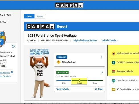 Used 2024 Ford Bronco Sport Heritage w/ Heritage Convenience Package AWD/4WD image 12