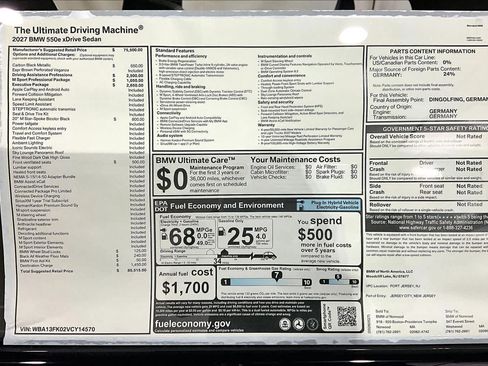New 2027 BMW 550e xDrive w/ Executive Package AWD/4WD image 18