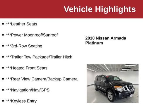 Used 2010 Nissan Armada Platinum w/ Captain Seat Pkg AWD/4WD image 10