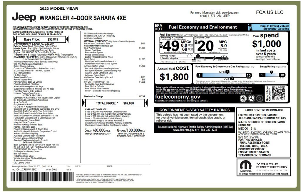 Used 2023 Jeep Wrangler Unlimited Sahara w/ Cold Weather Group AWD/4WD image 3