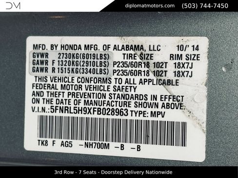 Used 2015 Honda Odyssey Touring image 49