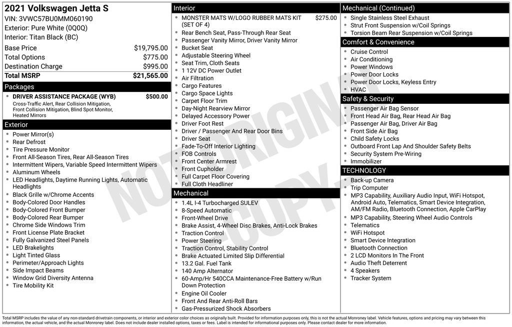 Used 2021 Volkswagen Jetta S w/ Driver Assistance Package FWD image 12