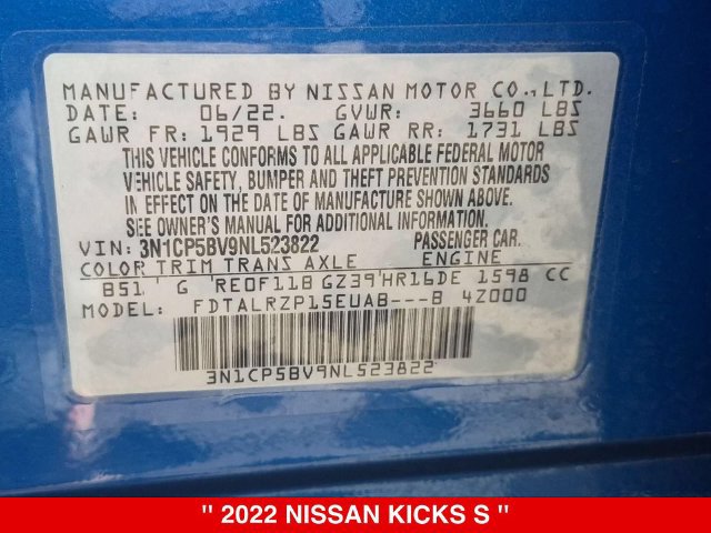 Certified 2022 Nissan Kicks S FWD image 40