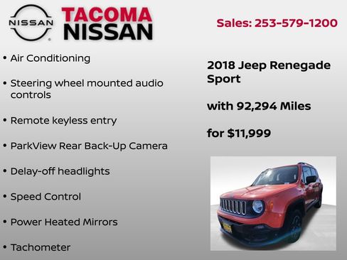 Used 2018 Jeep Renegade Sport w/ Power & Air Group image 7