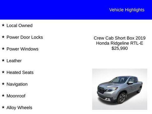 Used 2019 Honda Ridgeline RTL-E image 2